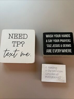 Hobby Lobby Black & White Bathroom Sign Trio